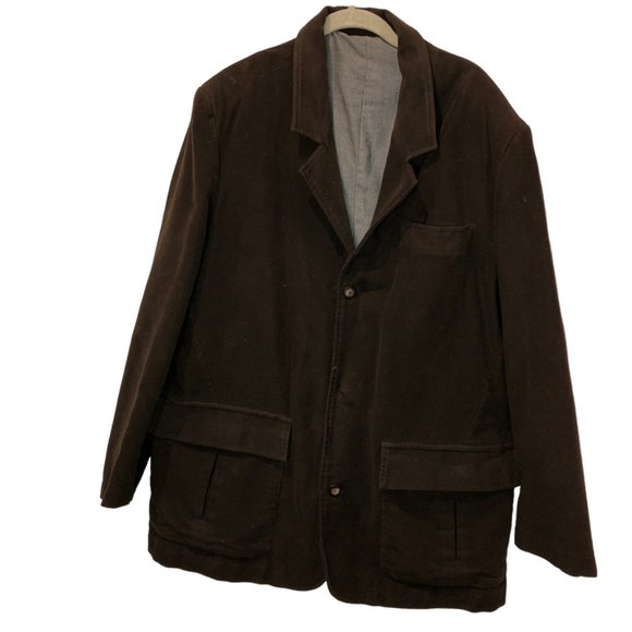 The J. Peterman Company brown twill velvet-y cotton lined blazer jacket … - Picture 1 of 4